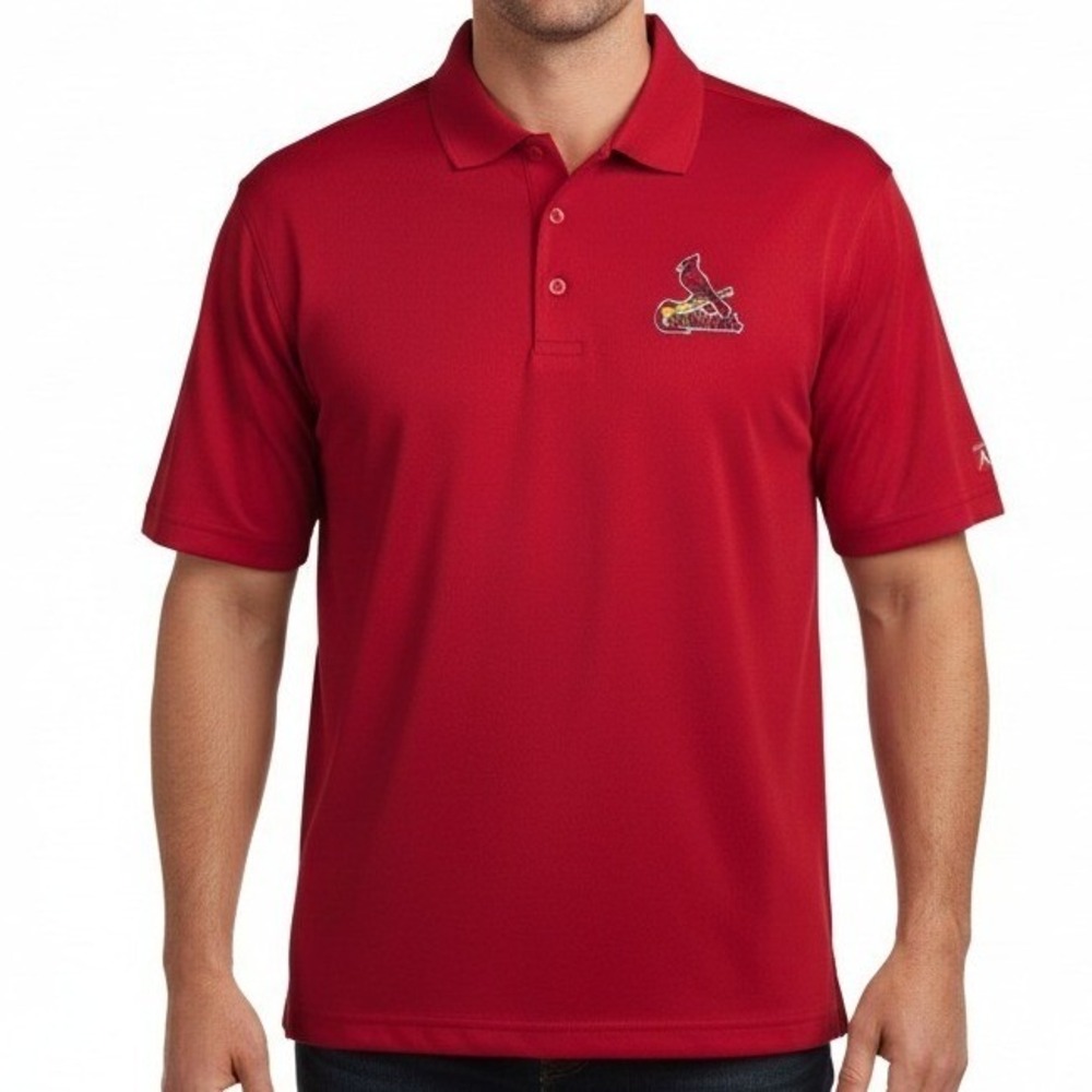 St. Louis Cardinals | Antigua | Red Pique Polo‎ | Mens | Embroidered | L - stain